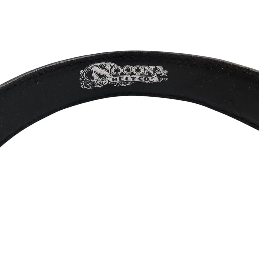 Nocona Kid's Leather Concho Belt Silver Buckle Braided Inlays 27